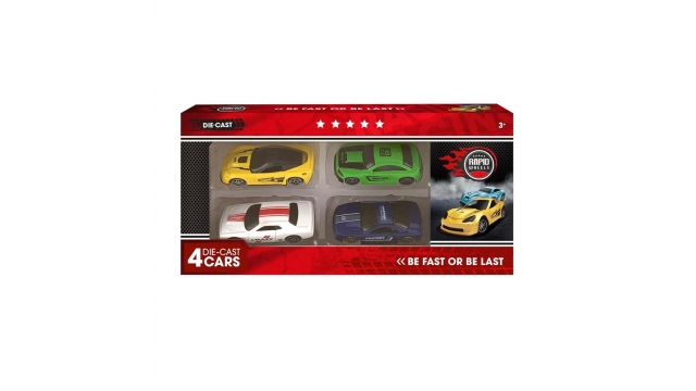 Rapid Wheels Die-Cast Auto's 4 Stuks