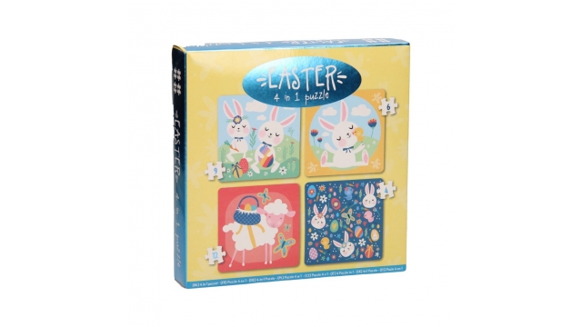 Easter 4in1 Mini Puzzel Pasen 9-12 Stukjes