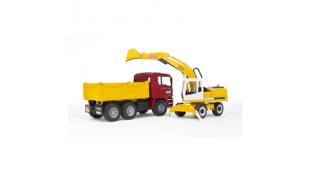 Bruder 2751 MAN TGA Kiepauto met Liebherr Graafmachine