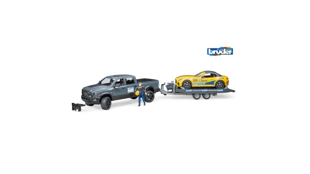 Bruder 02504 RAM Power Wagon en Roadster Bruder Racing Team + Figuur 1:16