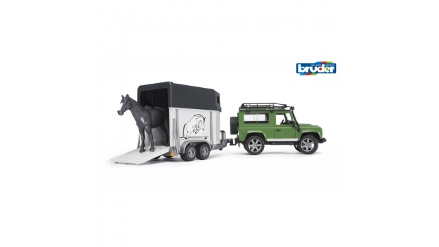 Bruder 02592 Landrover met Paardentrailer + Paard