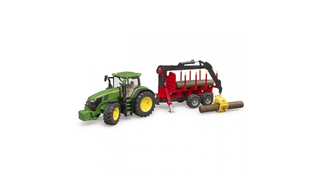 Bruder 03154 John Deere 7R 350 Tractor + Aanhanger en 4 Boomstammen