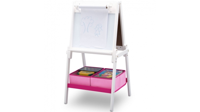 Delta Children TE87600GN-130 Houten Dubbelzijdig Krijtbord/Whiteboard + Papierrol Wit