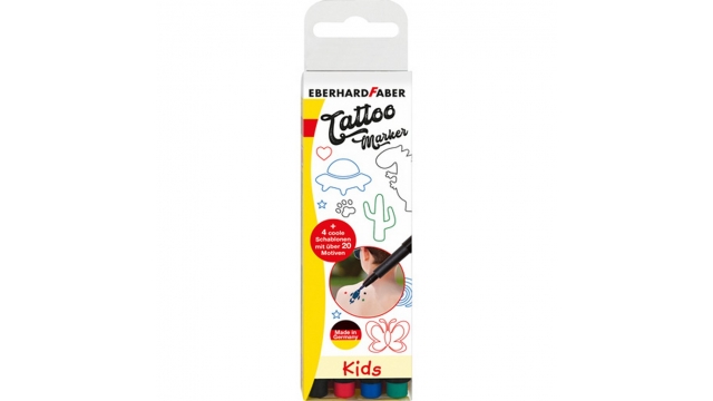 Eberhard Faber EF-559504 Tattoo Marker Kids 4 Stuks + Sjablonen