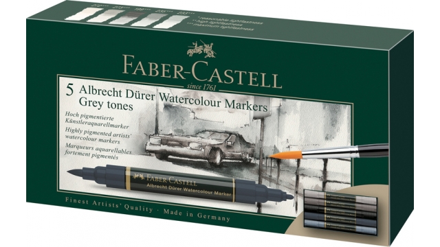 Faber Castell FC-160306 WK25Aquarel Marker FC AlbrechtDürer 5 Stuks Grey Tones