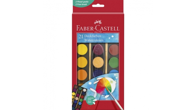 Faber Castell FC-125027 Waterverfdoos 21 Kleuren + 2 Penselen