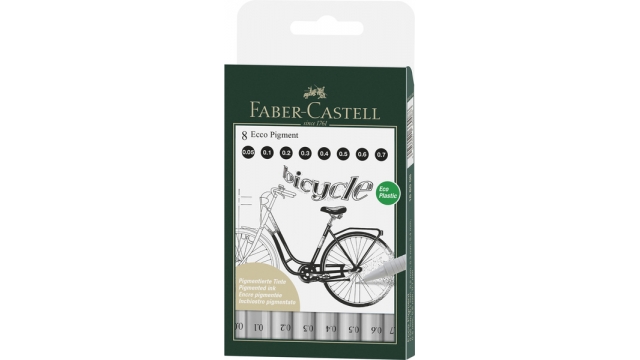 Faber Castell FC-166008 Tekenpen FC Ecco Pigment 8st. Lijn Breedtes 0.05 - 0.7 Mm