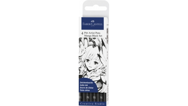 Faber Castell FC-267121 Tekenstift Pitt Artist Pen Manga 4-delig Etui Zwart