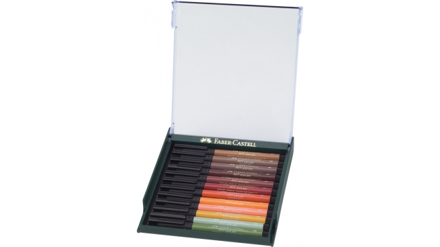 Faber Castell FC-267422 Tekenstift Faber-Castell Pitt Artist Pen Brush Set 12 Stuks Earth Tones