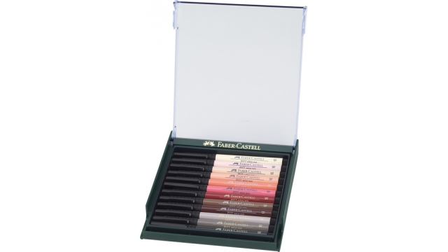 Faber Castell FC-267424 Tekenstift Faber-Castell Pitt Artist Pen Brush Set 12 Stuks Skin