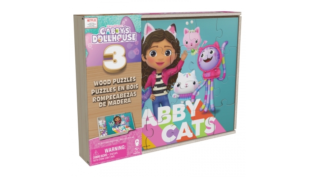 Gabby's Dollhouse 3in1 Houten Puzzels 3x24 Stukjes