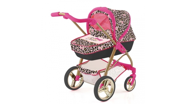 The Glam Crew 2in1 Poppenwagen Bella met Luipaardprint Roze/Goud