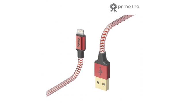 Hama Oplaadkabel Reflective USB- A - Lightning 1,5 M Nylon Rood