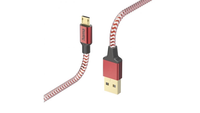 Hama Oplaadkabel Reflective USB-A - Micro-USB 1,5 M Nylon Rood