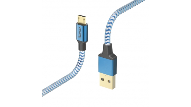 Hama Oplaadkabel Reflective USB-A - Micro-USB 1,5 M Nylon Blauw