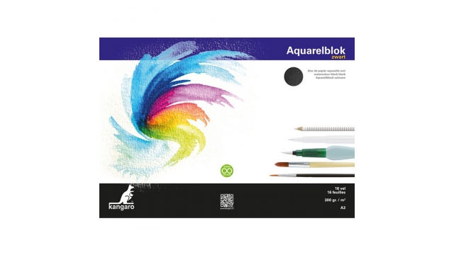 Kangaro K-5313 A3 Aquarelblok 300 Gram 16 Vel Zwart