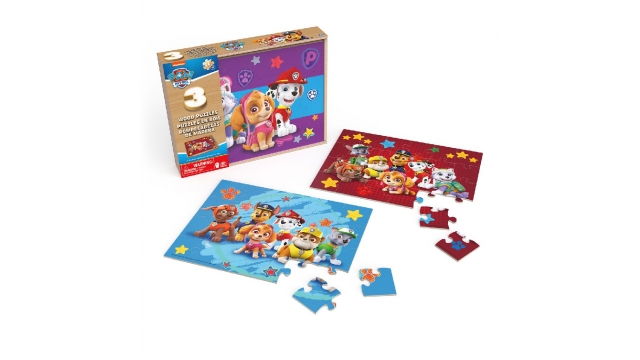 Paw Patrol 3in1 Houten Puzzel in Doosje 3x24 Stukjes