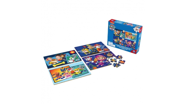 Paw Patrol Shoe Box 4 Houten Puzzels 12-16-20-24 Stukjes