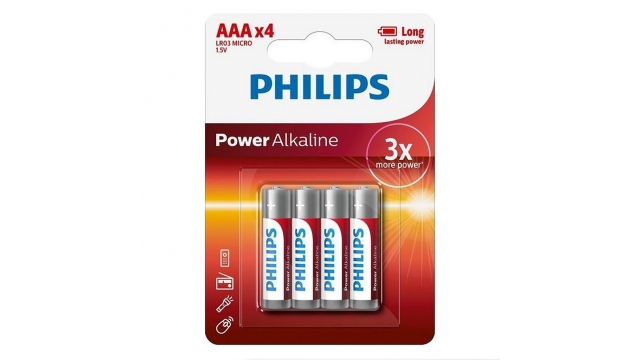 Philips AAA Alkaline Batterijen 4 Stuks