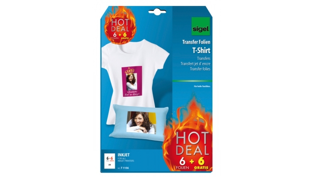 Sigel SI-T1156 Inkjetfolie A4 Transfer Blanco 6 Stuks Voor Lichte Kleding/textiel +6 Gratis