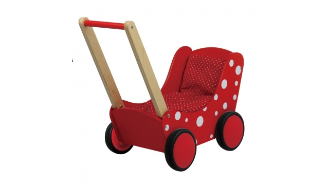 Simply for Kids Houten Poppenwagen Stippeltje Rood