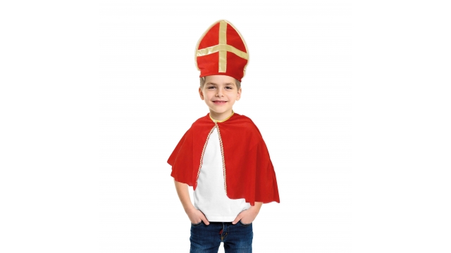 Sinterklaas Cape en Hoed Rood-Goud