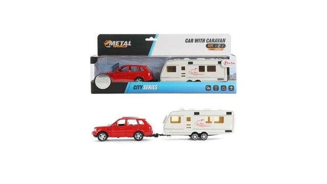 Toi-Toys Auto Pull Back met Caravan 1:48