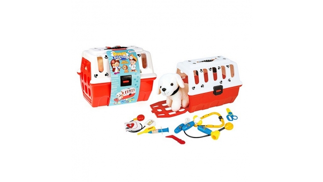 Toi-Toys Puppy in Reismand + Dierenarts Accessoires