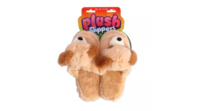 Pluche Kinderpantoffels Hond Maat 28-30 Beige