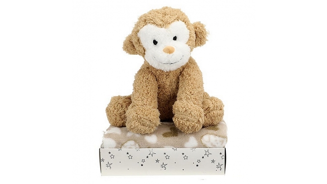 Toi-Toys Pluchen Aap + Knuffeldeken in Geschenkdoos